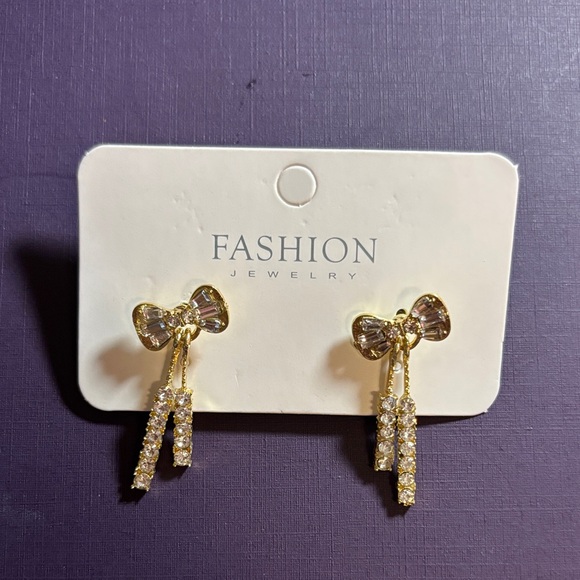 Jewelry - Gold and Silver Bow Dangle Earrings